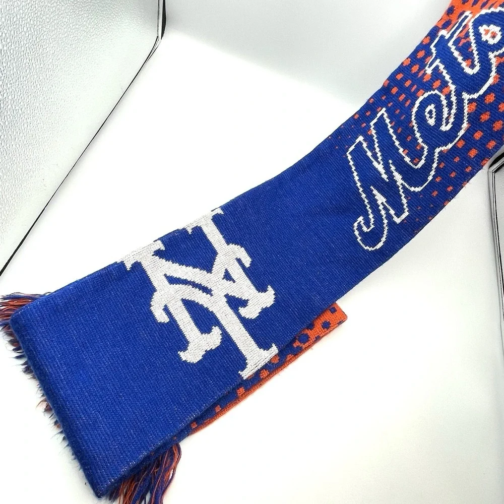 New York Mets FOCO Knit Fringe Scarf Orange Blue MLB Genuine‎ Merchandise